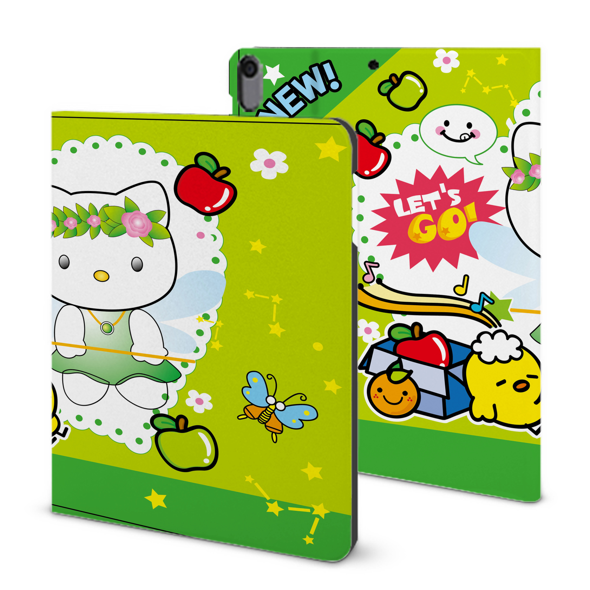 （画像用） Hello Kitty ハローキティ IPad ケース ブック型 PUレザー TPU 耐衝撃 軽量 薄型 ペン収納なし 全面保護 IPad 各モデル対応